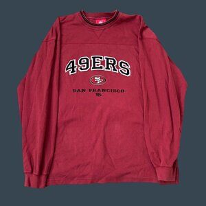 Embroidered San Francisco 49ers NFL Red Long Sleeve Crewneck Sweatshirt XL Made